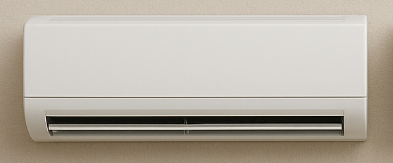 The indoor component of the ductless system mounted to a wall.